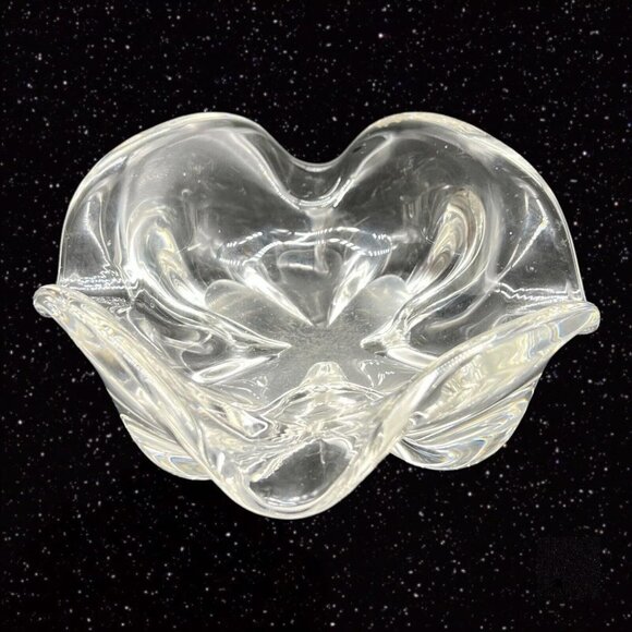 Vintage Murano Clear Art Glass Bowl Ashtray W Ruffled Edges Circa 5.5”W 2”T - Picture 1 of 12